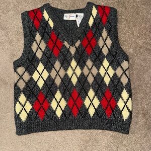 BT Kids Boys Blue & Grey Argyle Knit Sweater Vest - Size 4